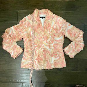 Samuel Dong pink brocade jacquard jacket small